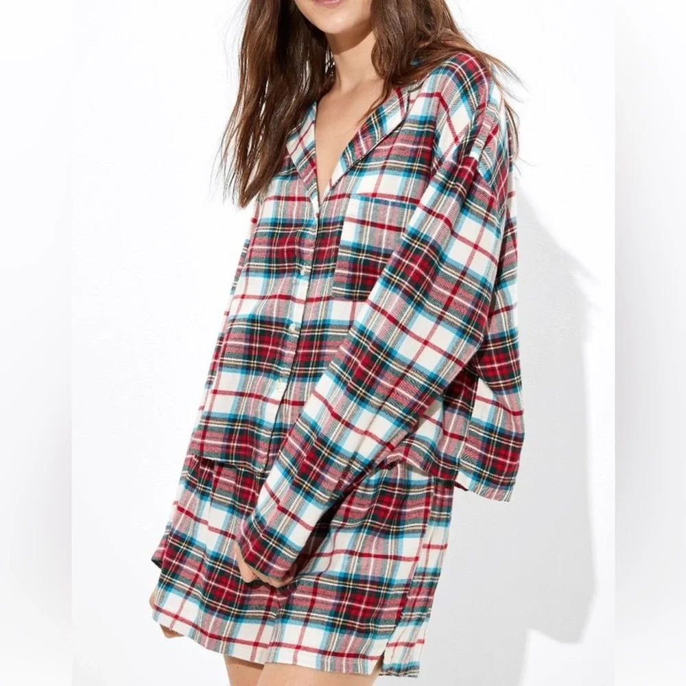 American Eagle Plaid Flannel Pajama Set